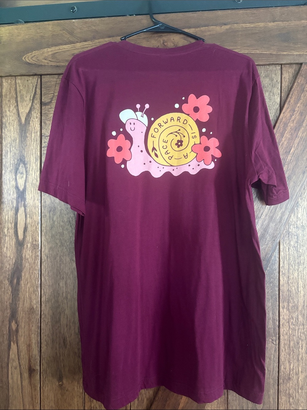 Bella Canvas Burgundy Short-Sleeve Tee with Pink Snail Graphic